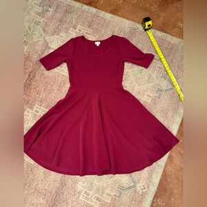 LulaRoe Amelia burgundy midi 3/4 sleeve fit and flare dress XL